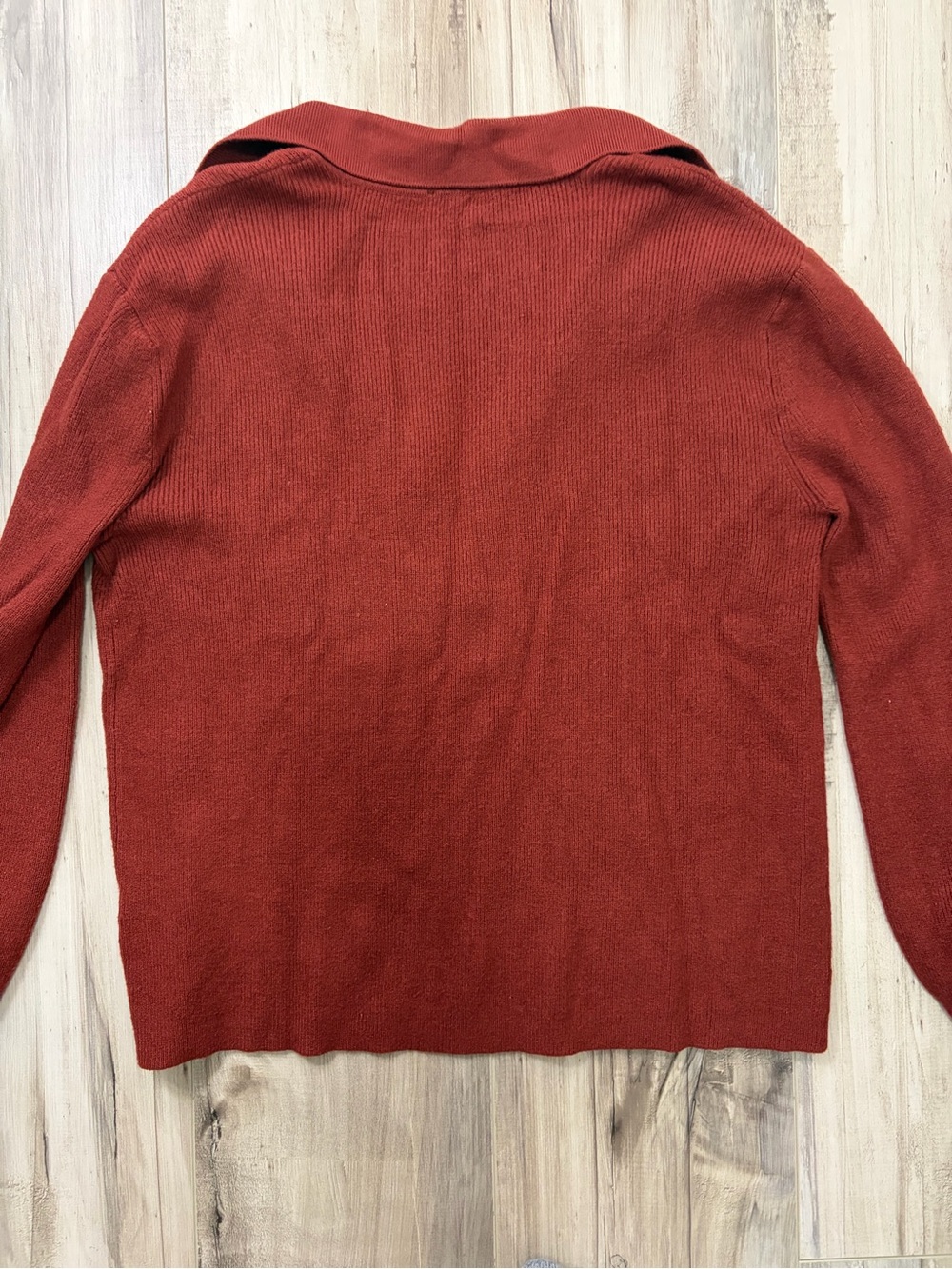 Wayf Rust Collared V-Neck Sweater - Picture 5 of 5